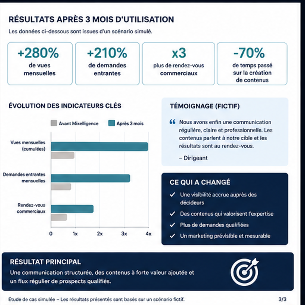 Synthèse visuelle des résultats simulés de la PME B2B après la période test
